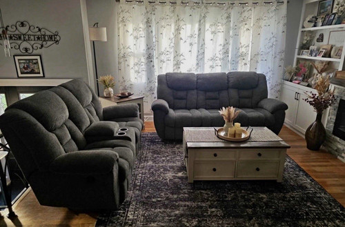 Gray fabric reclining piece - gray, 2-piece