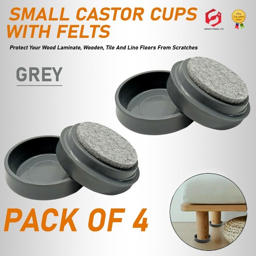 Small grey castor cups felt - grey,